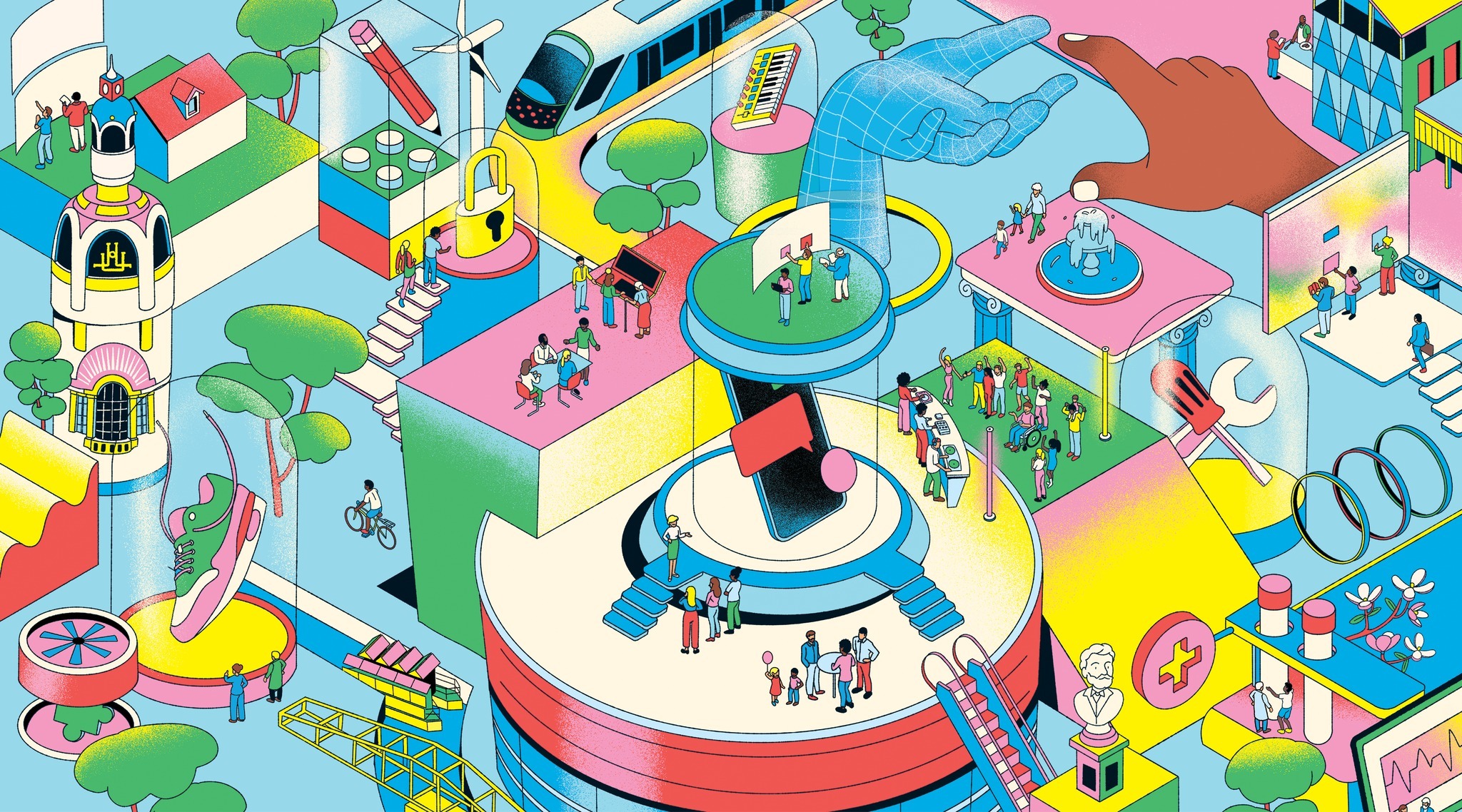L'illustration qui a servi de support à la création de l'affiche de la Nantes DIgital Week 2025.