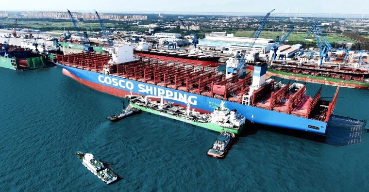 Le navire Cosco Shipping Libra, converti au méthanol.
