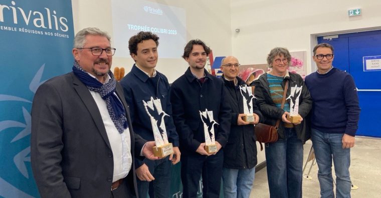 De g. à dr. : Damien Grasset (président de Trivalis) ; Hugo Rembaud & Antoine Lochon (cofondateurs de Locall) ; Stéphane Bouillaud (vice-président du Sycodem et vice-président de Trivalis) ; Corinne Devaud (’Écolieu La Gataudière) ; Frédéric Fouquet (vice-président du Pays de Saint-Gilles-Croix-de-Vie Agglomération et vice-président de Trivalis).