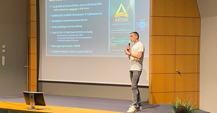 Face aux investisseurs, Jérôme Madoc défend sa future application sportive et bien-être Aelya.