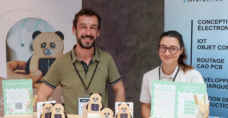 Benjamin Fournier, PDG de Naonext,  et Aurélie Cubéros, responsable communication, lors du forum Atlanpole, fin mai, à Saint-Herblain.
