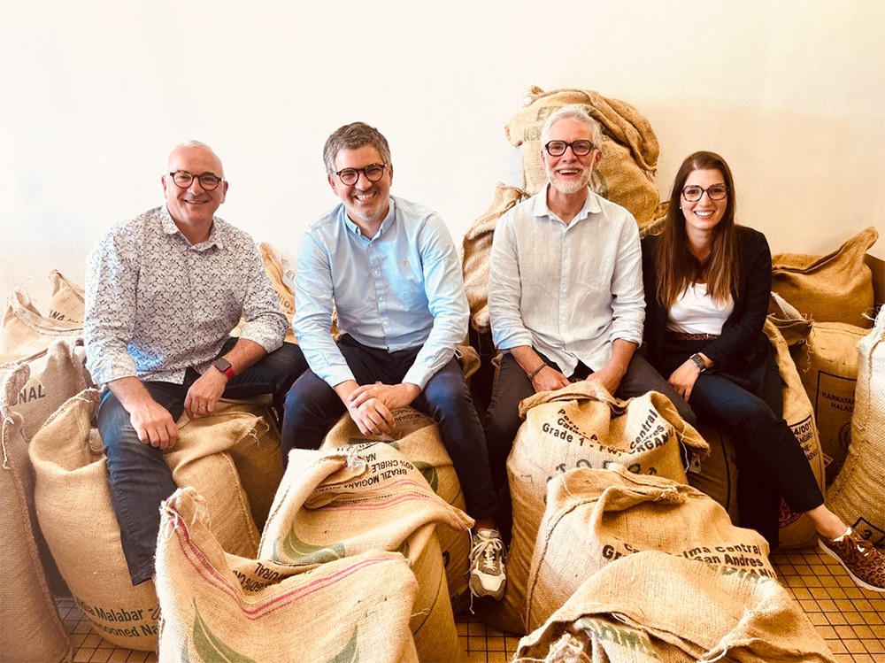 Jean-Michel Galipienso, cofondateur du Caféier ; Gaylord Graveleau, dirigeant de Chocodic ; Fabrice Robin, cofondateur du Caféier et Cathy Fonteneau, responsable commerciale du Caféier.